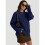 Women'S Oversized Cable Knit Crewneck Sweaters Navy  XXXL 2