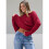 Women'S Oversized Cable Knit Crewneck Sweaters Red M 5