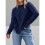 Women'S Oversized Cable Knit Crewneck Sweaters Navy  XXXL 3