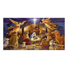 Christmas Nativity Banner Cloth Backdrop 82x94 in