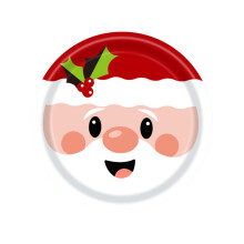 Weihnachtliche Pappteller und Servietten mit Weihnachtsmannmotiv, 24 Stück