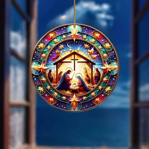 Akryl julkrubba hänge ornament 8cm