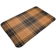Tartan Plaid Door Mat Black Beige 20x31.5 Inch