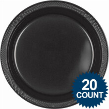 Svarte 10-tommers plastmiddagstallerkener (20-pakning)