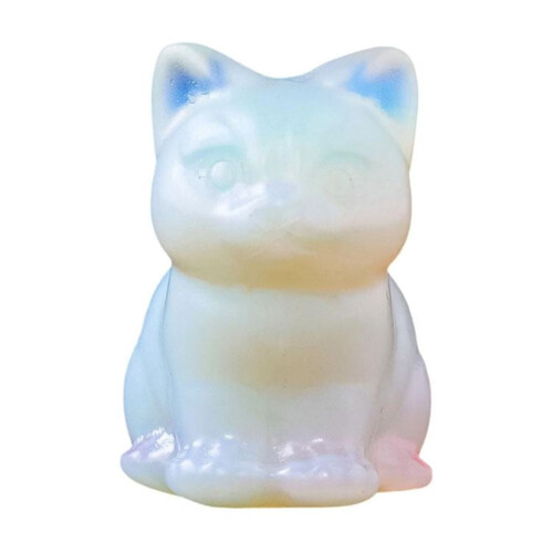 Krystallstatue av svart obsidiankatt 2x3cm