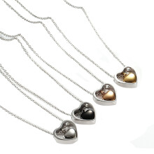Stainless Steel Pet Ashes Necklace Openable Double Heart Commemorative Jewelry Gold
