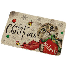 Katzen-Weihnachts-Fußmatte, rutschfest, waschbar, 24 x 36
