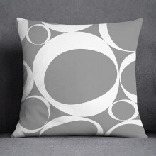 Cotton Linen Pillowcase Gray with White Flower Pattern