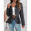 Elegant Women Blazer Business Work Office Peplum Hem Jacket Open Front Herringbone Coats Black M 2
