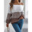 Damen Häkelstrick Lässiger Farbblock Schulterfrei Trendy Pullover Pullover Laternenärmel Warme Oberteile Kaffee S 6