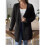 Offene Vorderseite Damen Lässiger Herbstpullover Langarm mit Taschen Pullover Strickjacke Schwarz L 3