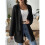 Offene Vorderseite Damen Lässiger Herbstpullover Langarm mit Taschen Pullover Strickjacke Schwarz L 4