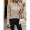 Damen-Pullover mit Punkten, Langärmelig, Rundhalsausschnitt, Strickpullover-Oberteile Khaki S 2
