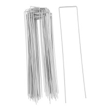 50pcs Galvanized Steel UShaped Ground Pegs RustResistant Garden Landscape Staples for Turf Securing