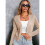 Damen Langarm V-Ausschnitt Strickjacke Jacke Knopfloser Strickschal Pullover Aprikose M 3
