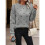 Damen-Pullover mit Punkten, Langärmelig, Rundhalsausschnitt, Strickpullover-Oberteile Grau S 5