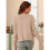 Damen Langarm V-Ausschnitt Strickjacke Jacke Knopfloser Strickschal Pullover Aprikose M 5
