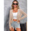 Damen Langarm V-Ausschnitt Strickjacke Jacke Knopfloser Strickschal Pullover Aprikose M 4