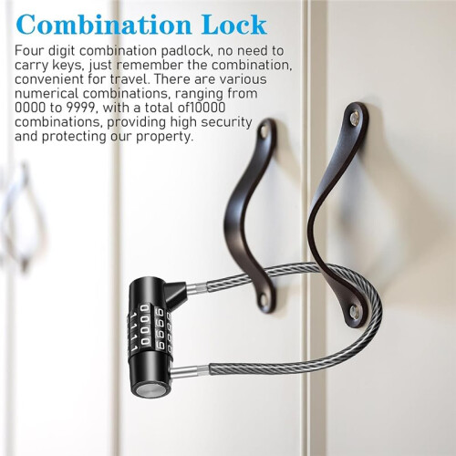 4-Digit Combination Padlock with Long Cable - Ideal for Lockers, Gym, Toolbox, Cabinet, and More 1