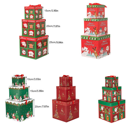 Plaid Christmas nesting boxes with lids3pcs 1