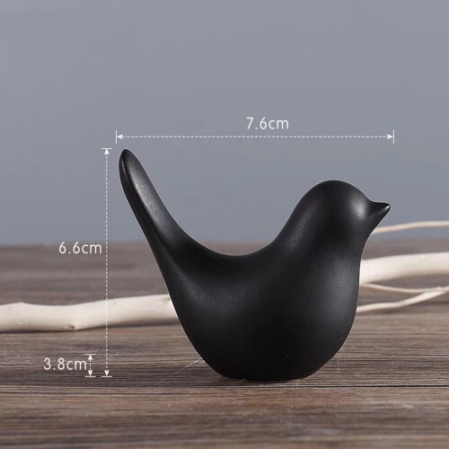 Black and White Ceramic Bird Ornament Modern Minimalist 1