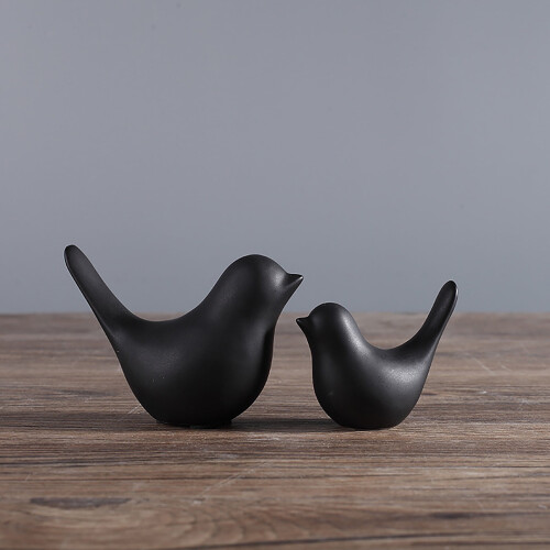 Black and White Ceramic Bird Ornament Modern Minimalist 2