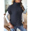 Damen-Pulloverweste mit Flügelärmeln, Rollkragen, Geripptes Strick-Tanktop, Basic-Slim-Fit-Oberteil Marineblau Einheitsgröße 3
