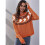 Damen Lässiger Strickpullover mit Geister-Print, Langarm, Rundhalsausschnitt Orange Farbe L 5