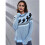Damen Lässiger Strickpullover mit Geister-Print, Langarm, Rundhalsausschnitt Hellblau S 2