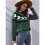 Damen Lässiger Strickpullover mit Geister-Print, Langarm, Rundhalsausschnitt Grün L 6