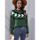 Damen Lässiger Strickpullover mit Geister-Print, Langarm, Rundhalsausschnitt Grün L 7