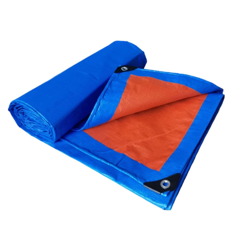 Heavy Duty Waterproof Tarpaulin 4X5m Blue And Orange Pe Tarp With Reinforced Grommets For Garden Patio Camping 9330225793595