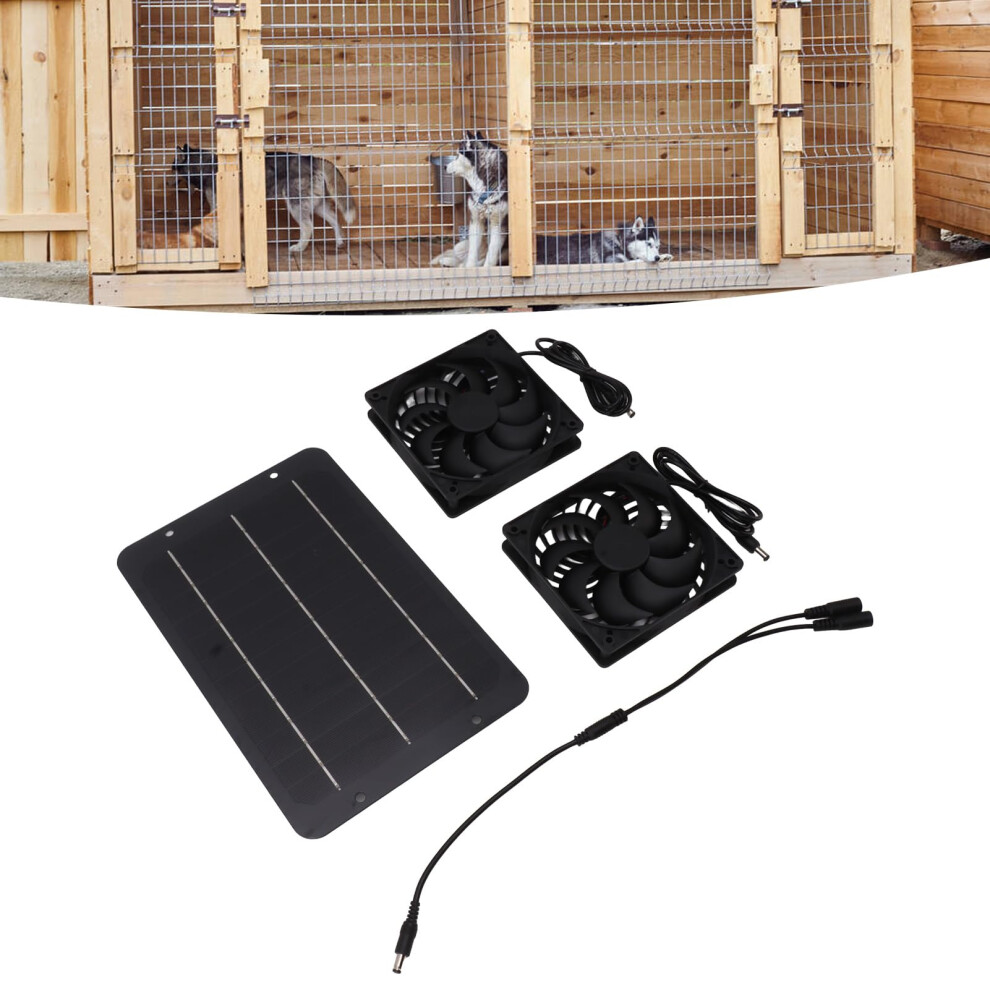 10W Solar Panel Fan Kit With Dual Fans, Solar Powered Ventilator For Greenhouse, Chicken Coop And Dog House 9310869832553