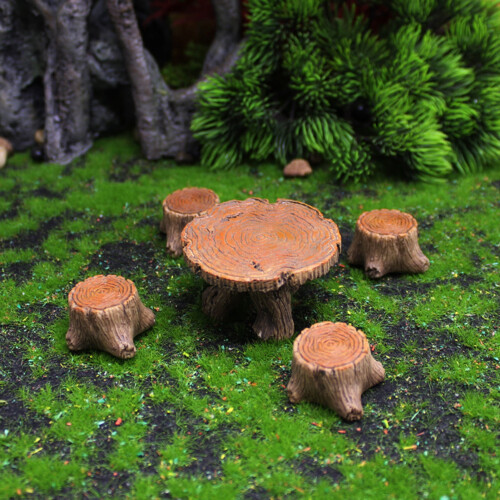 Resinlandskapsprydnad Trädgårdsminiatyrbordsstolsset 1