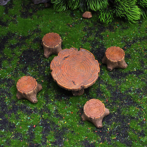 Resinlandskapsprydnad Trädgårdsminiatyrbordsstolsset 2