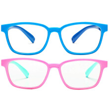 Kids Blue Light Glasses with Unbreakable Flexible Frame for Boys and Girls Clear Lens (Baby Blue + Pink/Green)