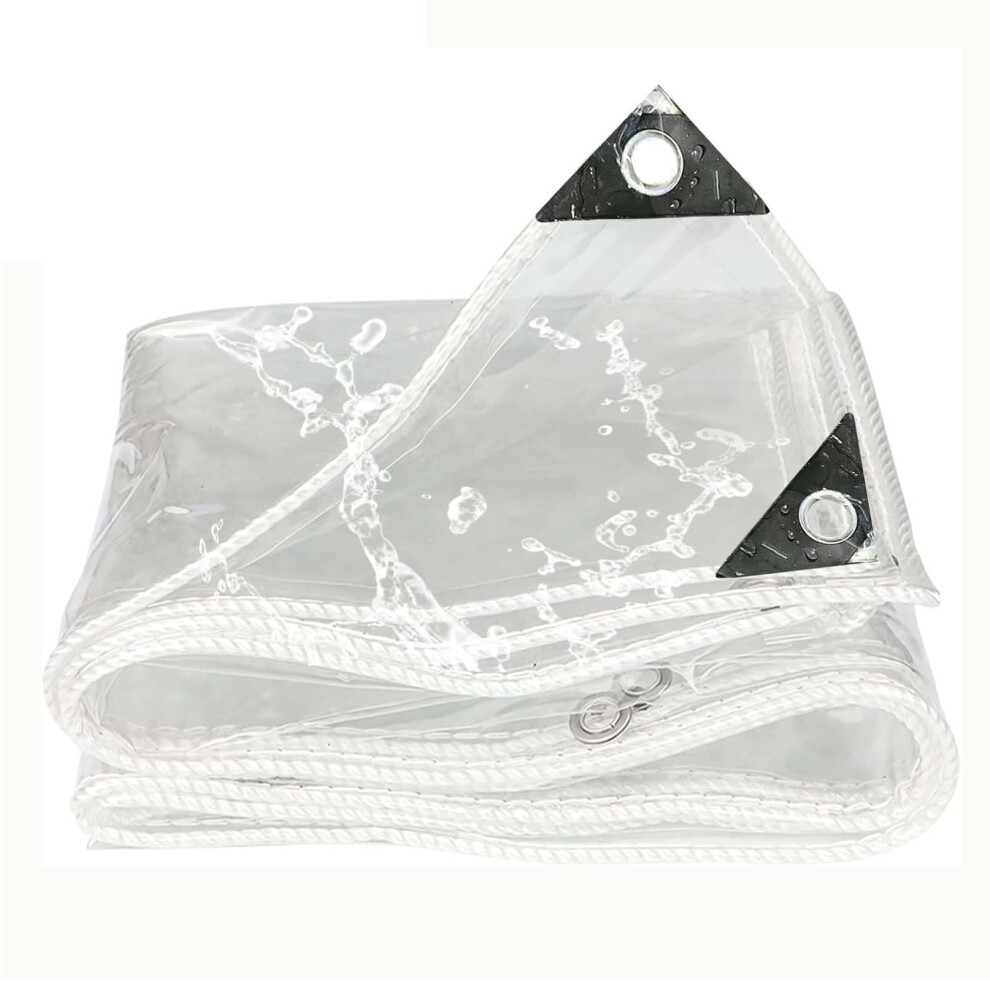 14 Mil Clear Pvc Tarp Heavy Duty Waterproof Tarpaulin With Grommets, Transparent Vinyl Cover For Outdoor Patio 13.1X29.5ft 9330225793731