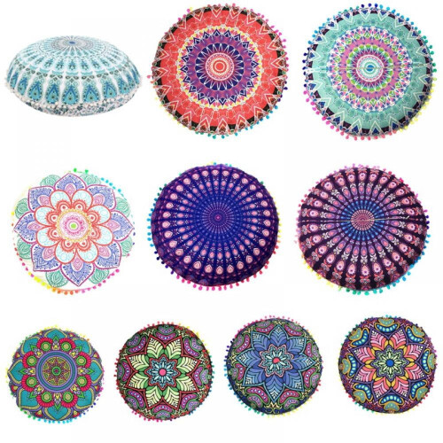 Mandala Floor Pillow Cover43x43cm Polyester Boho Design 1