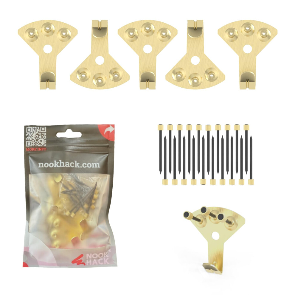 Heavy Duty Picture Hooks For Plaster Walls, Rustproof Steel Hanging Kit, Minimal Wall Damage, 5 Pack 9330225794868