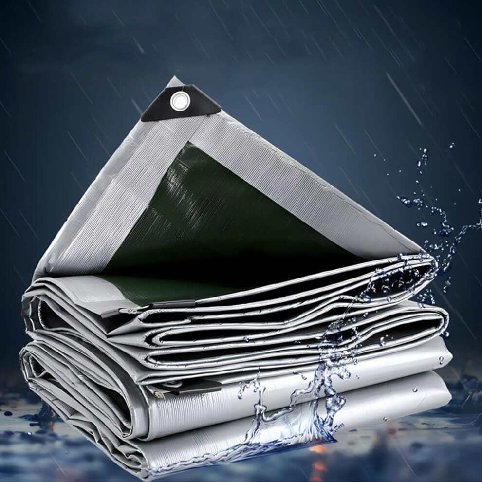 Heavy Duty Tarpaulin Waterproof Pe Tarp 3X5m With Reinforced Corners For Car Pergola Outdoor Protection Gray 9330225796152