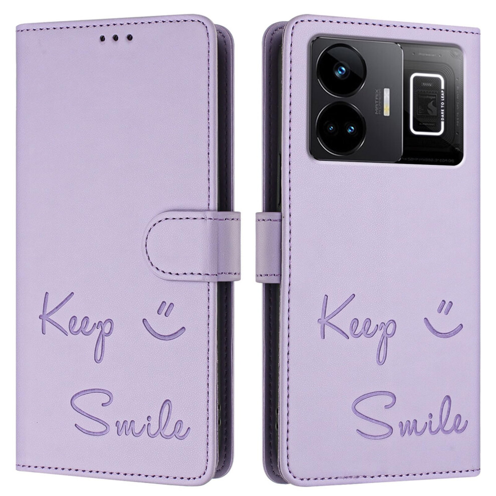 Leather Wallet Case For Realme Gt Neo 5 240W With Magnetic Flip Lock, Rfid Blocking, Retro Smile Pattern 9330225815600