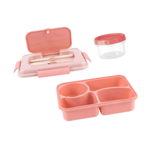 Mikrowellengeeignete Lunchbox mit mehreren-Rosa Viertelgitter