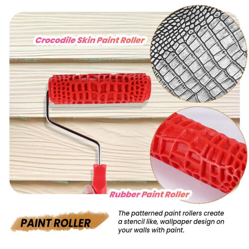 7 inch Embossed Crocodile Skin Painting Roller with Handle for Wall Decoration 1