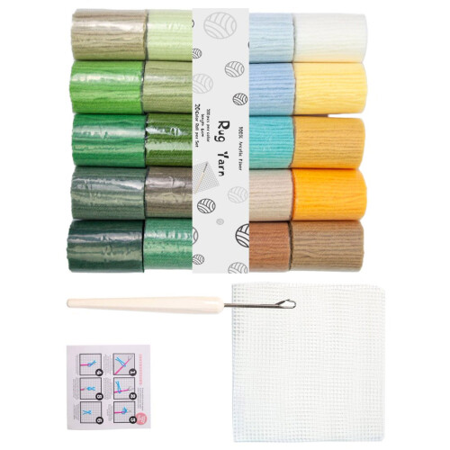 Ensemble de broderie pour fabrication de tapis, 20 couleurs,-02