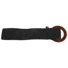 Straw Wide Belt Female Woven Vintage Round Wooden Buckle Decorative Dress Shirt Belt Black