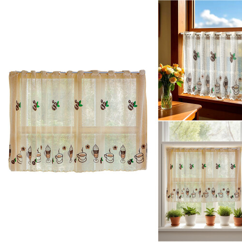 Coffee Shop Curtain Durable Polyester Fabric Short-100 85 1