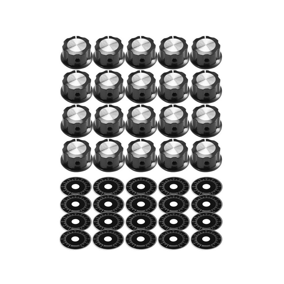 20 Sets Of A03 Potentiometer Control Knobs And 0-100 Scale Plates Bakelite Knob Scale Plates Digital Potentiometer Set 4712084039444