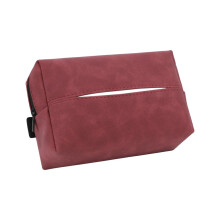Leather Car Tissue Holder for Peugeot 2008, Waterproof Durable Fabric with Wine Red Finish