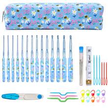 12Pcs Aluminum Crochet Hook with Soft Ergonomic Handle