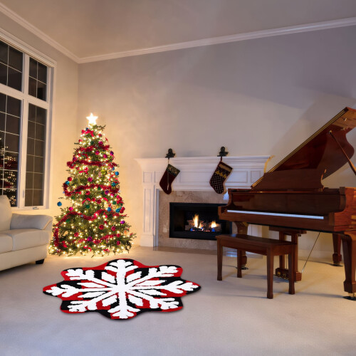 Snowflake Doormat Round Non-Slip Washable 40x40cm 2